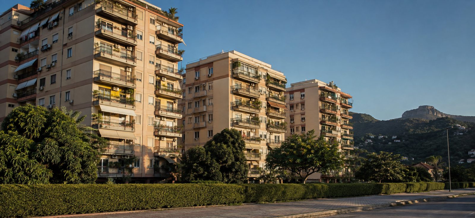 Torres residenciais na Freguesia, Jacarepaguá, no fim da tarde