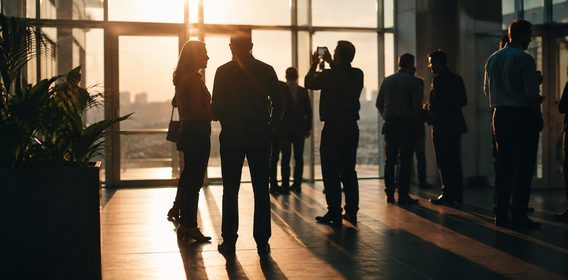 Participantes ao fim do dia, em contraluz